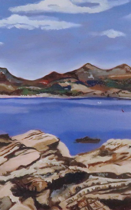 View of Llansa, Original Oil Painting by Anne Zamo by Anne Zamo