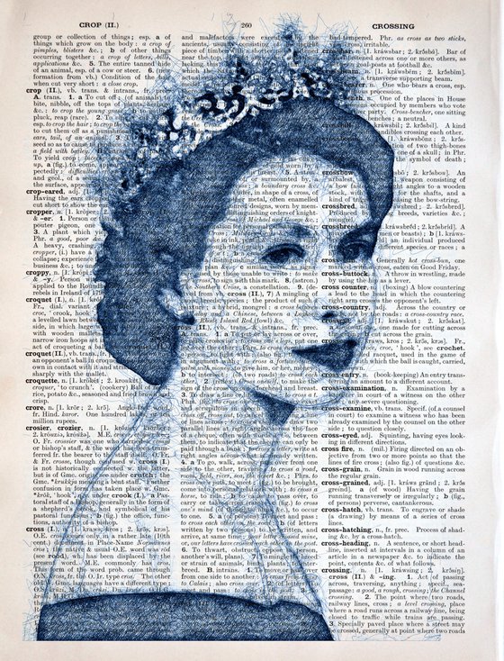 Queen Elizabeth II - Collage Art on Large Real English Dictionary Vintage Book Page