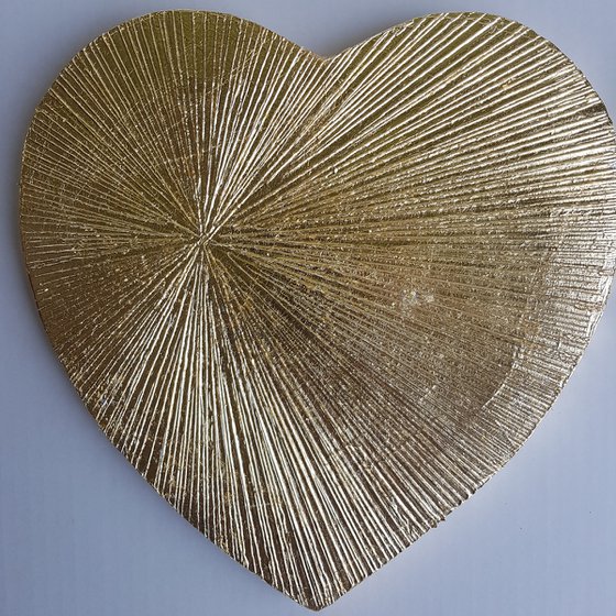 Love Heart Gold order now for Valentines delivery Silver Textured Heart Shiny Stretched Canvas Artwork