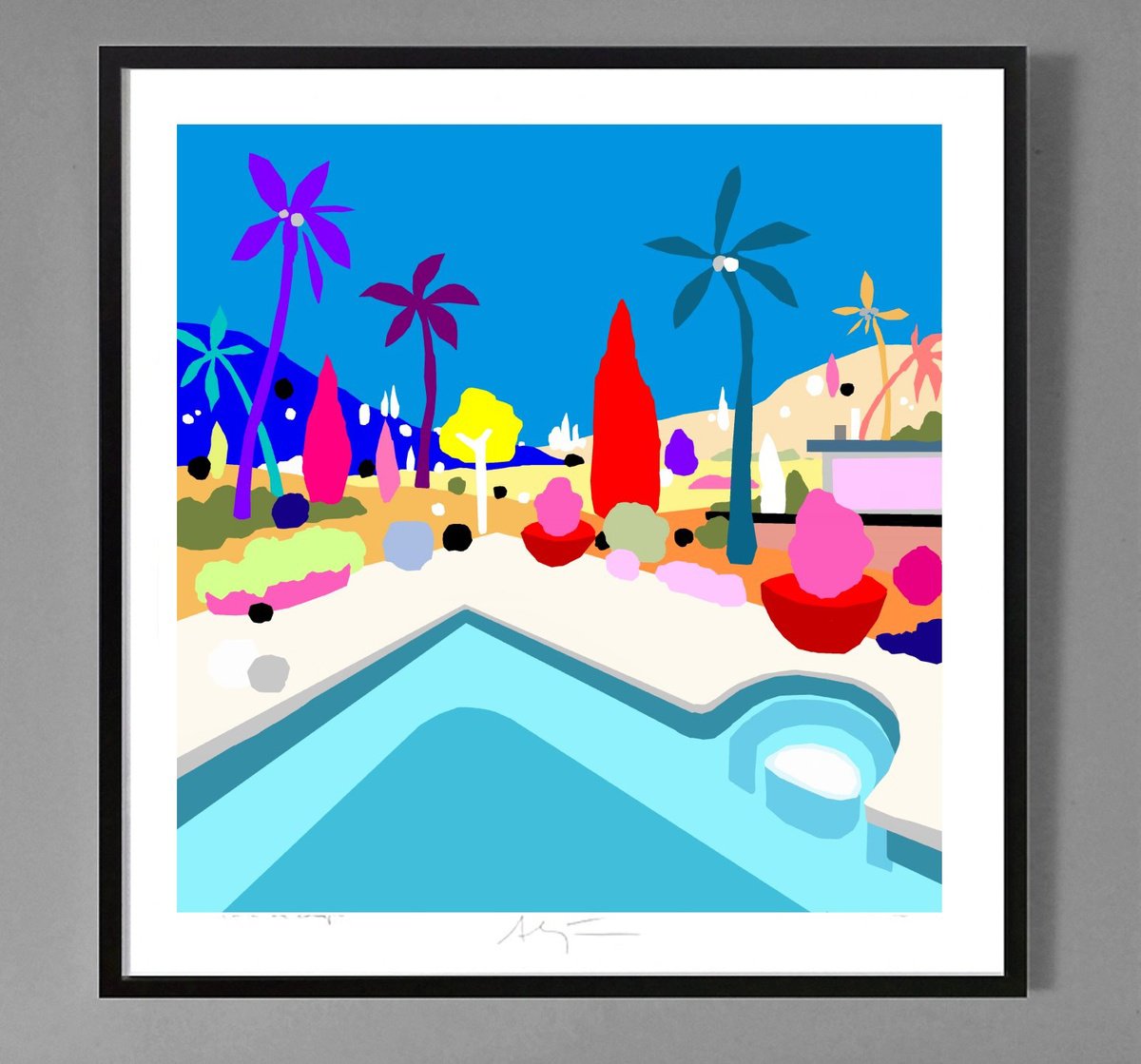 Impressionistic Landscape Giclee Print By Alejos, 24 X 24, The Jacuzzi, Original Artwork