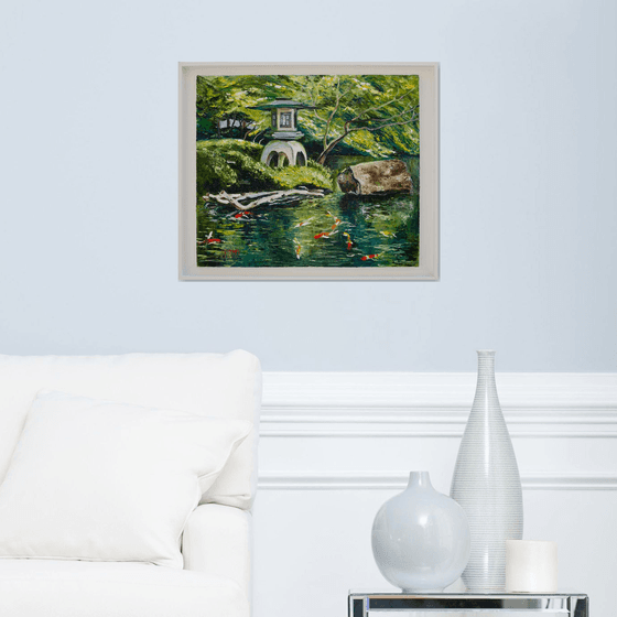 Japanese garden. Koi FRAMED