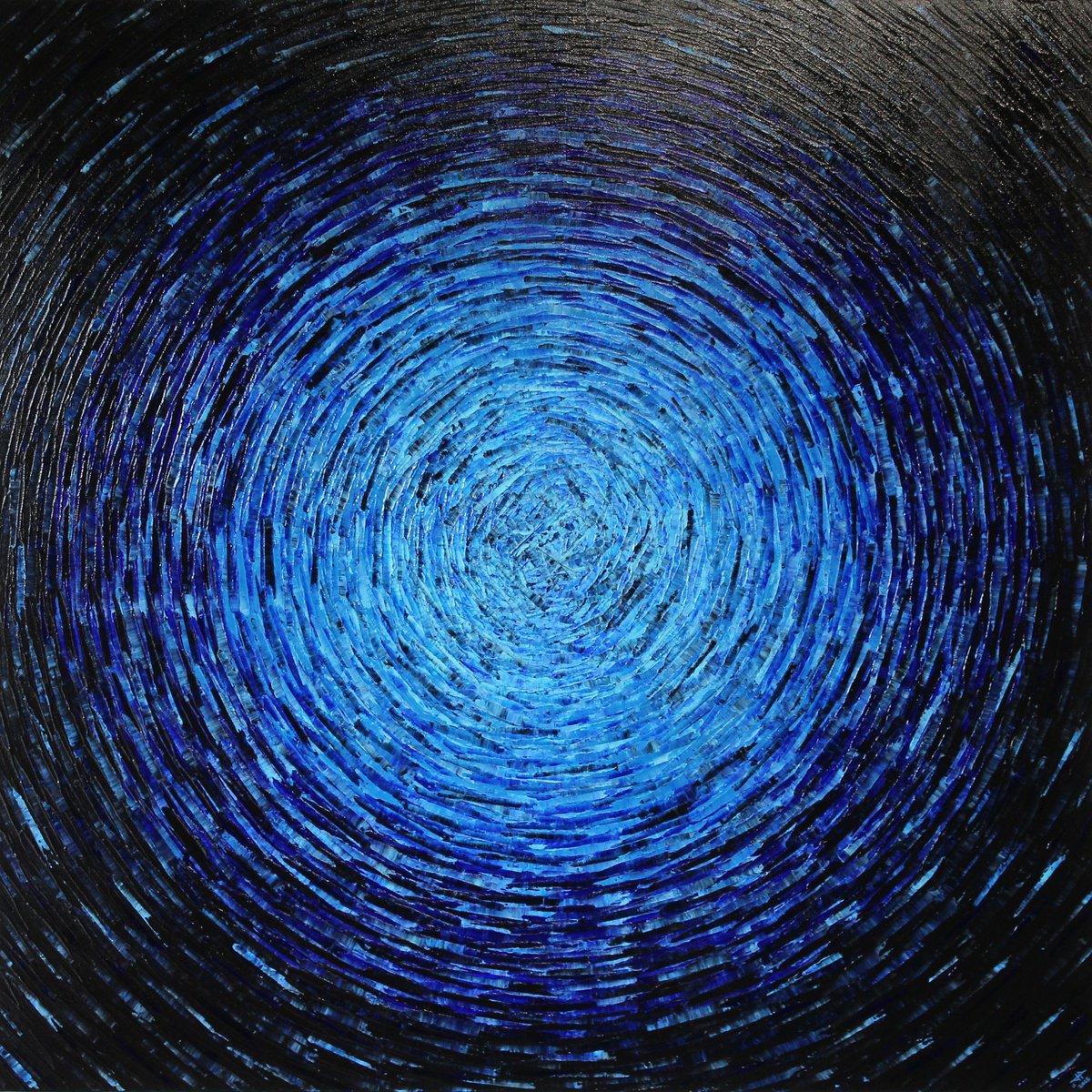 Abstract Acrylic Painting By Jonathan Pradillon, 39 X 39, Vast Blue Radiance, Original Artwork