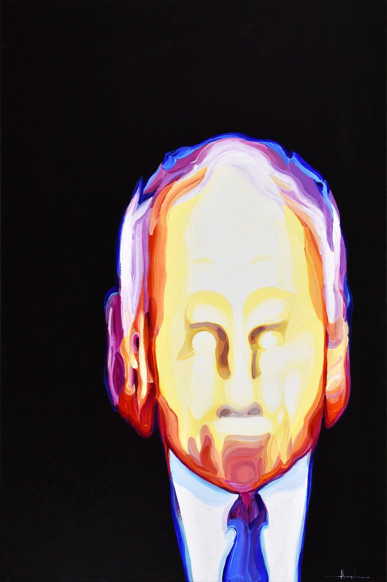 Expressive Portrait Acrylic Painting By Alex Nizovsky, 24 X 36, Media Ghosts / The Expert, Original Artwork