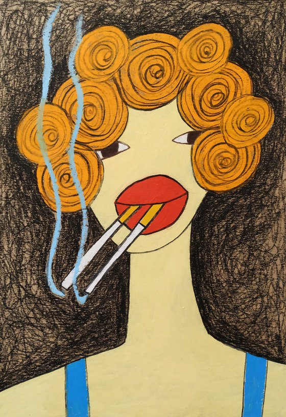 Ginger portrait with two cigarettes