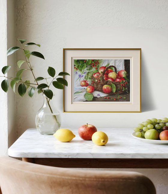 Apples and Wild Strawberries Still Life