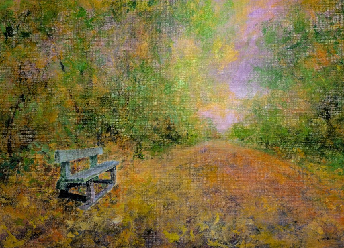 The Bench By Richard Freer, 17 X 12, Artwork For Sale On Artfinder