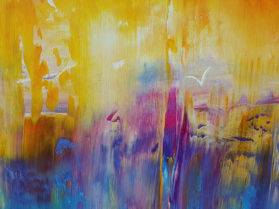 On the edge  - XL  colorful  palette knife  abstract painting