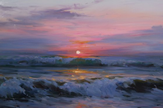 "The sun falling asleep in the waves"