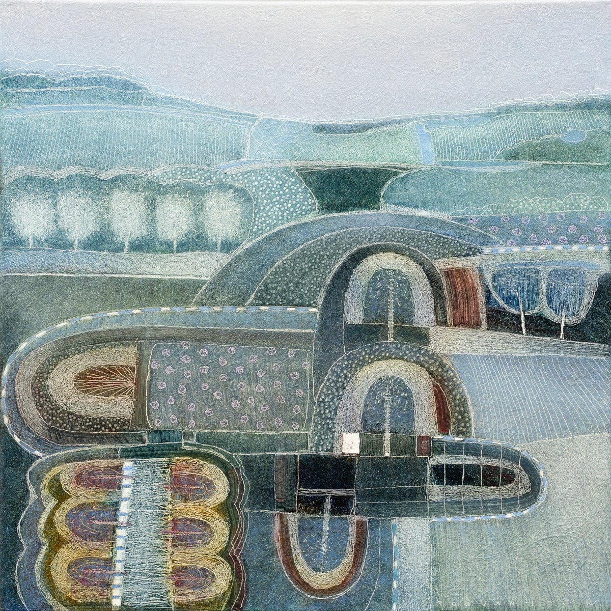 Landscape Oil Painting By Rob Van Hoek, 21 X 21", Which Way To Go, Original Artwork