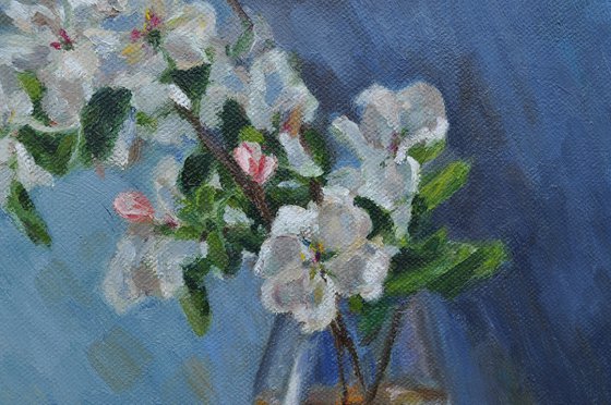 Spring flowers and pears original oil painting