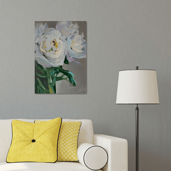 White peonies 70x50