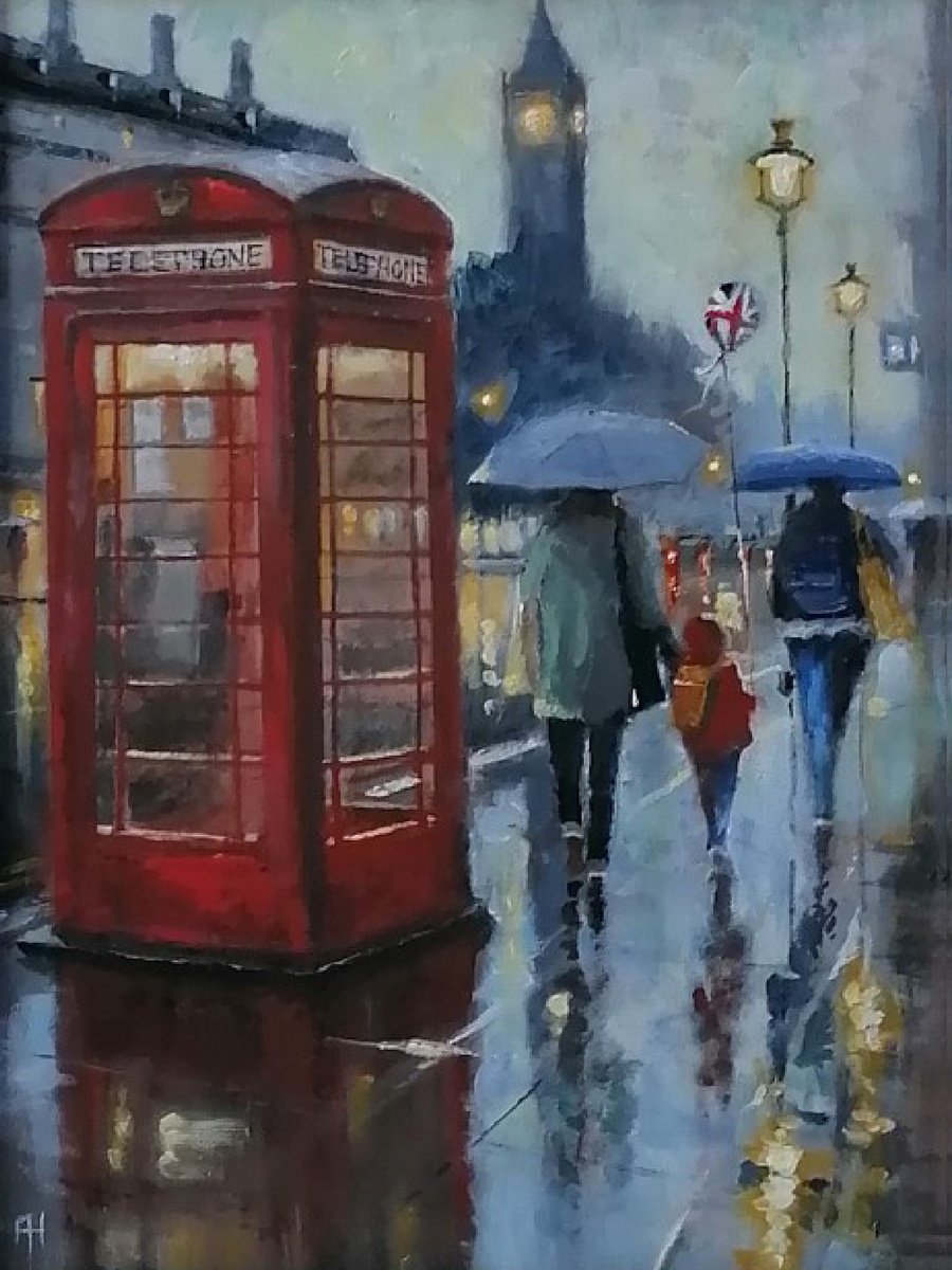 Impressionistic Cityscapes Acrylic Painting By Alan Harris, 16 X 20, Icons Of London, Original Artwork