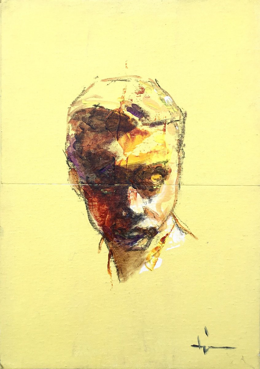 Expressive Portrait Acrylic Painting By Dominique Deve, 12 X 17, Millias #2, Original Artwork