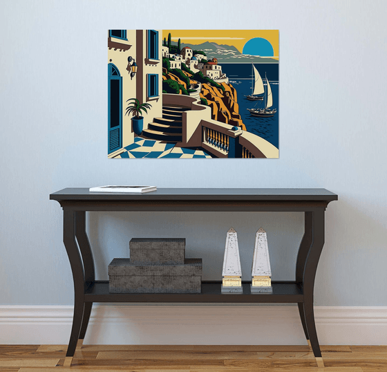 Santorini island (inspired by Roy Lichtenstein) |  23,5"x31,5" (60x80 cm)