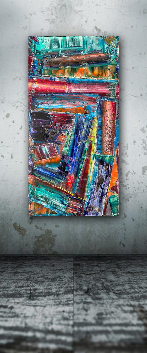 "A Cog In The Machine" - Original PMS Oil Painting On Gallery Wrap Canvas - 18 x 36 inches by Preston M. Smith (PMS)