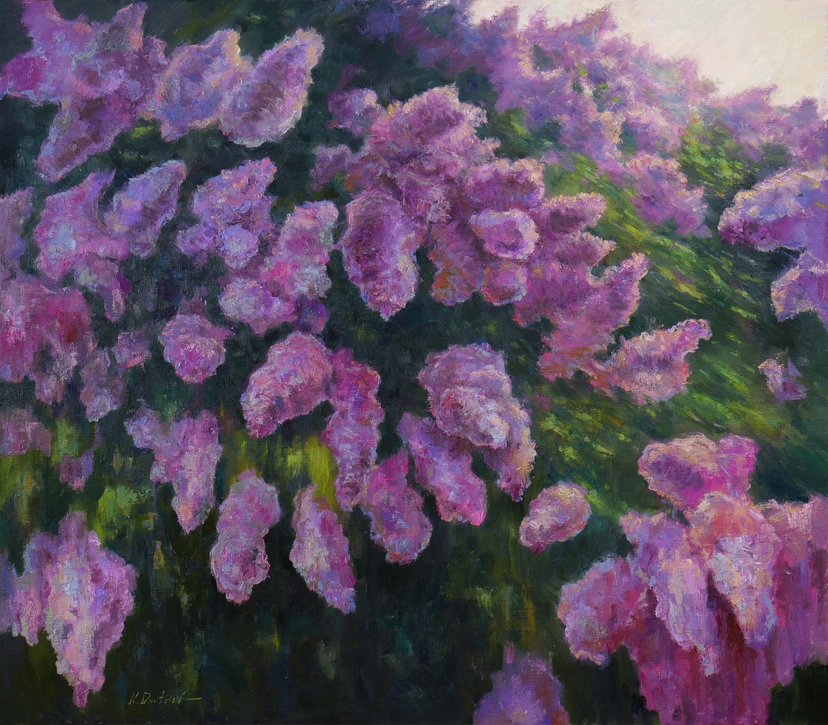 Lilacs fading into light - Lilacs painting by Nikolay Dmitriev