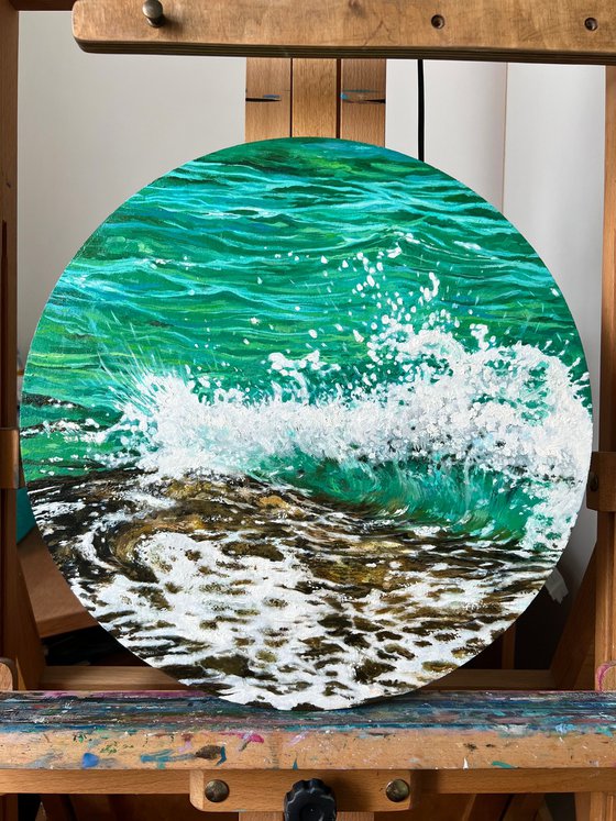 SEASHORE 2 - Original oil painting; Seascape; Splash; Summer; Oil painting; waves; Sea; Ocean;