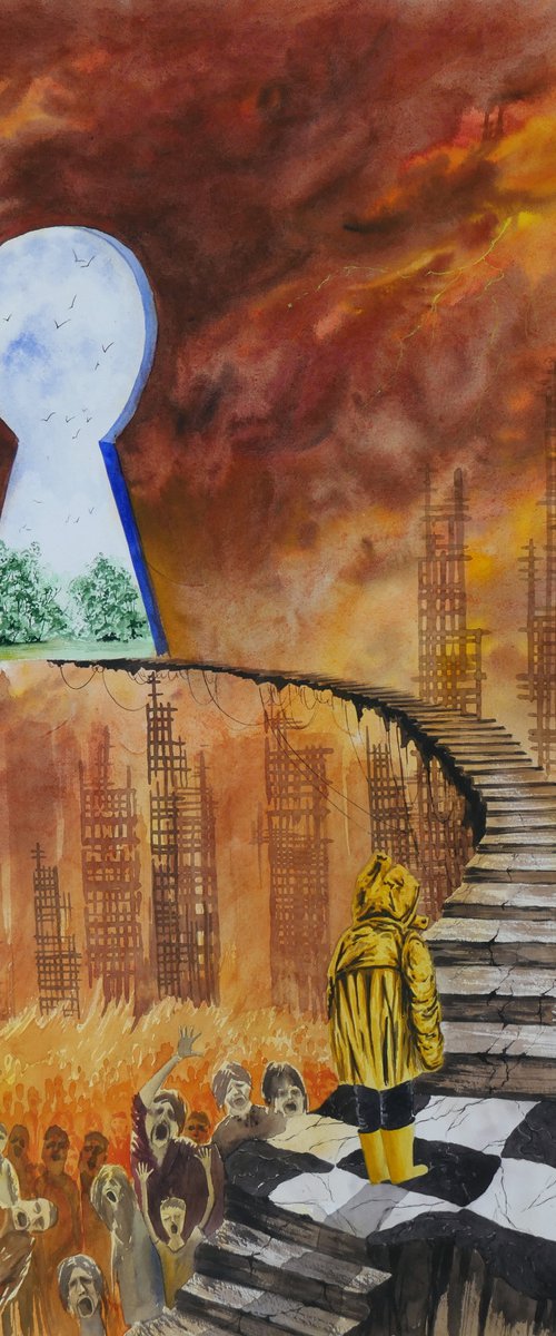 "The first step" 2022 Watercolor on paper 70x50 by Eugene Gorbachenko