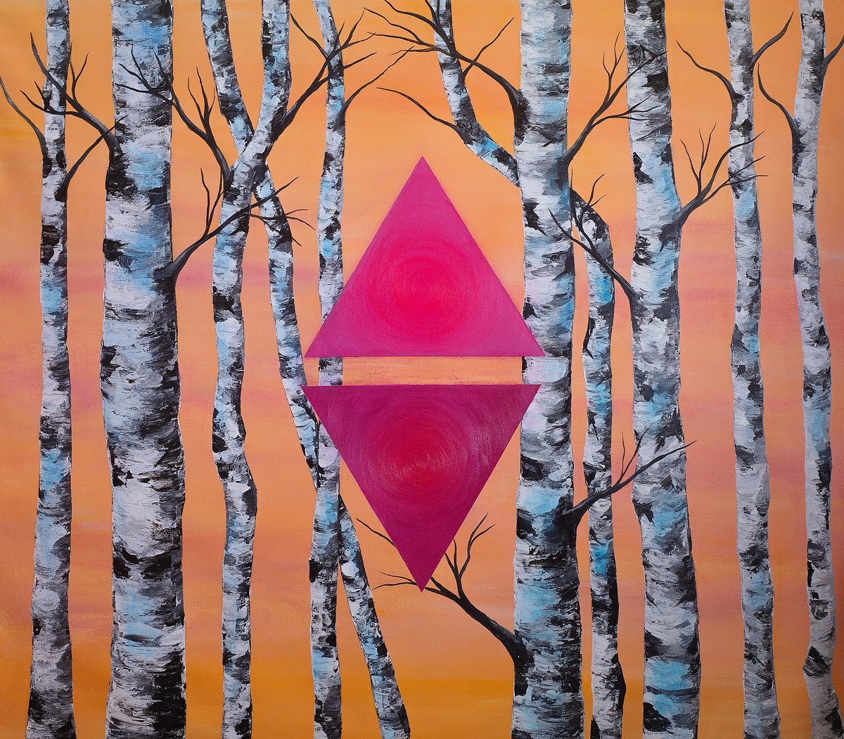 Geometric Abstract Acrylic Painting By Alena Khokhlova, 61 X 53, Portal Path To Unity, Original Artwork