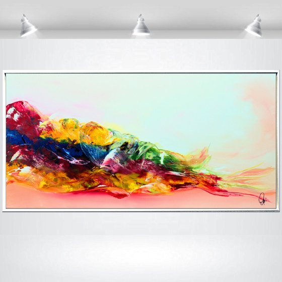 Summer games - colourful abstract painting in frame