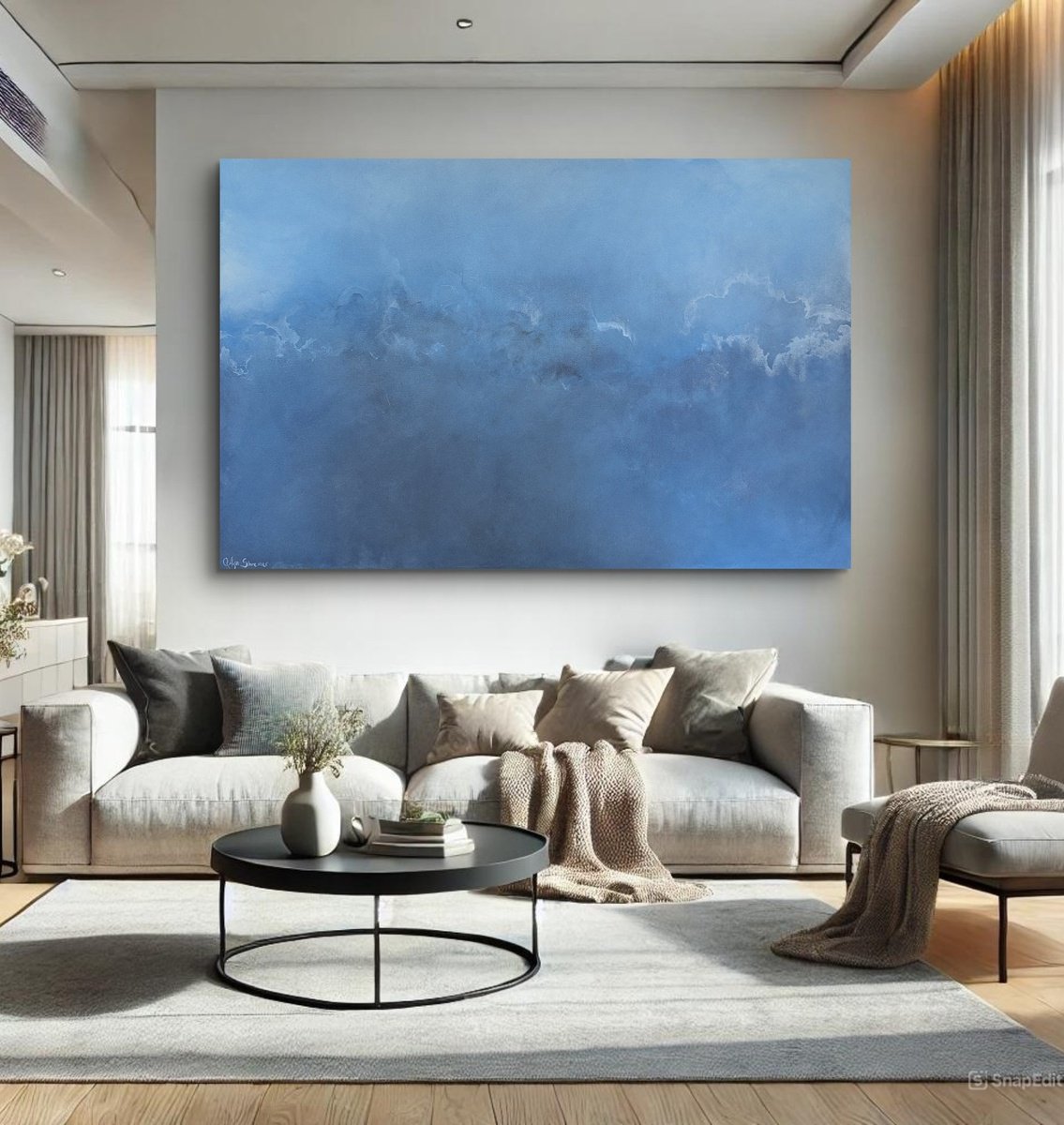 Abstract Acrylic Painting By Gabriela Azar Schreiner, 75 X 51, Ocean Whispers, Original Artwork