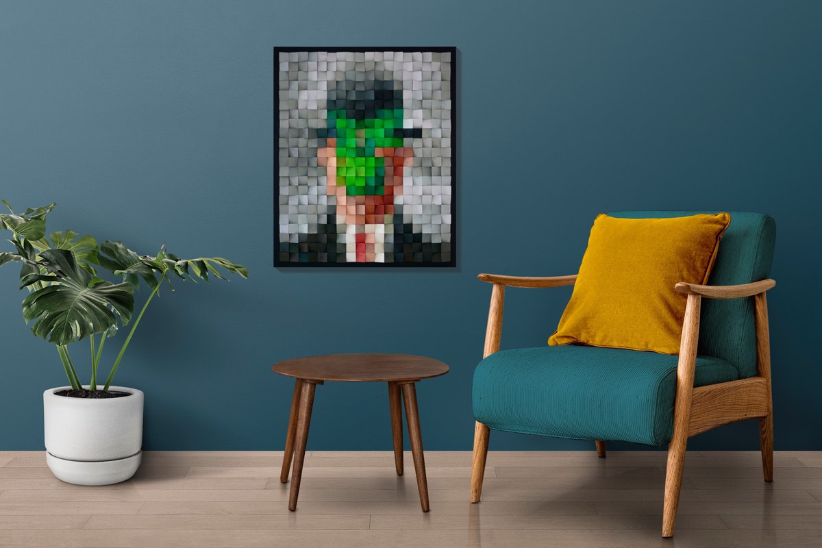 Portrait Painting By Pix-N-Art, 23 X 28", The Son Of Man Wooden Art, Original Artwork