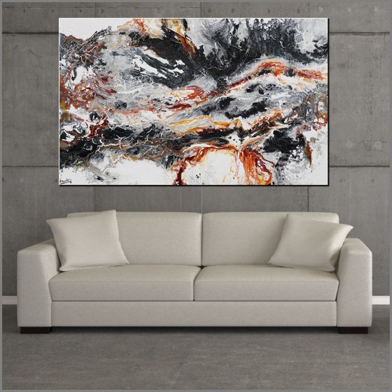 Rusted #Huge 160cm x 100cm texture Abstract painting Rust Black White