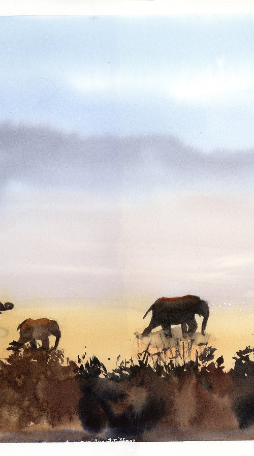 Evening Elephants by Olga Tchefranov (Shefranov)