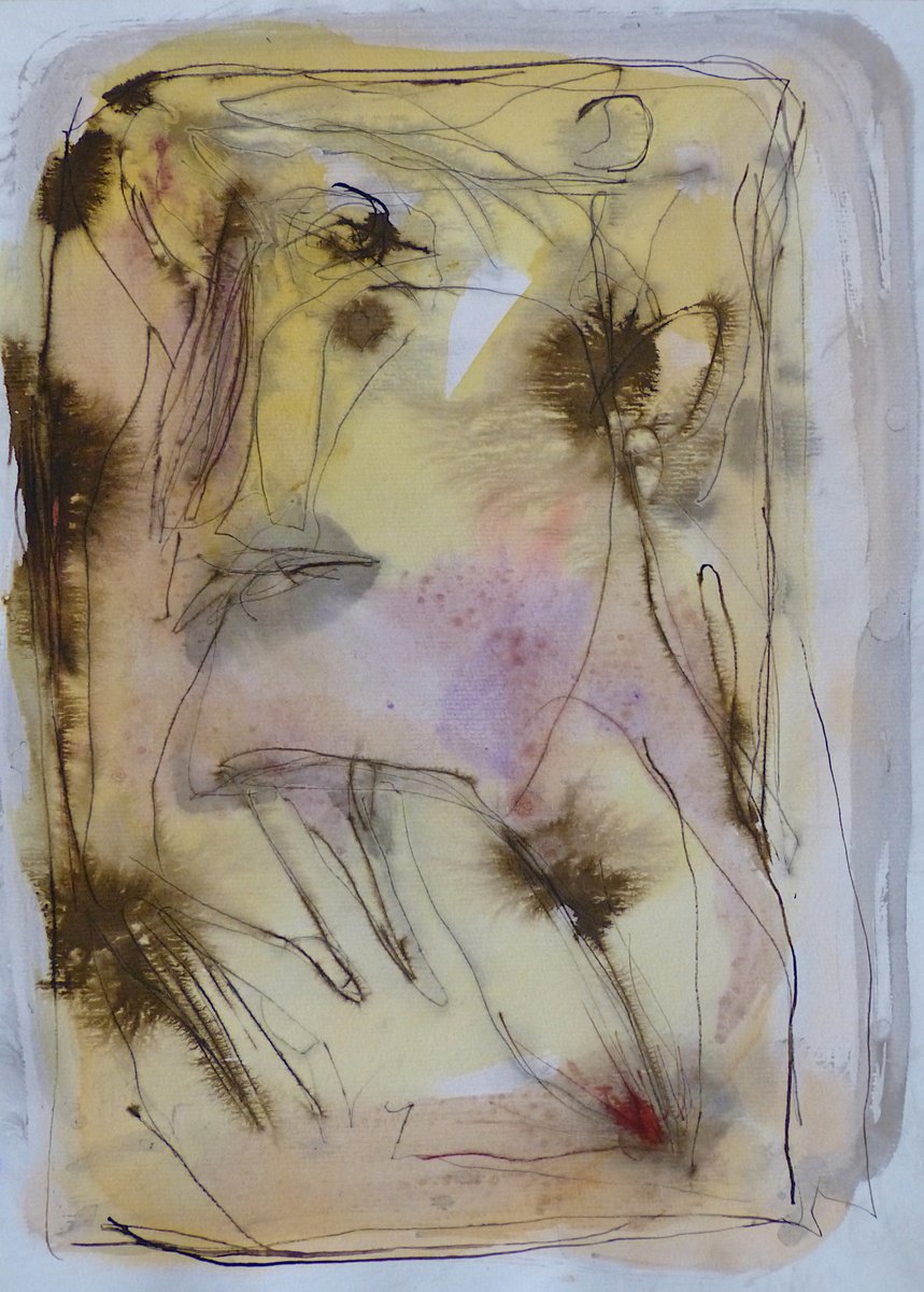 Abstract Botanical Ink Drawing By Frederic Belaubre, 11 X 16, The Sunny Spell 4, 29X41 Cm, Original Artwork