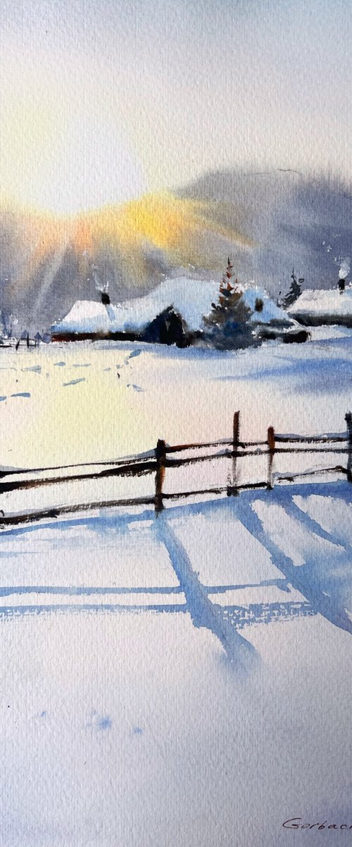 Winter morning. Village #2 by Eugenia Gorbacheva