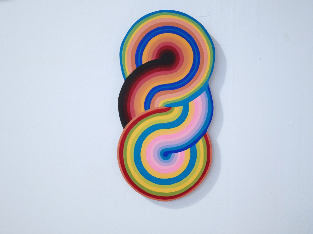 Geometric Landscape Acrylic Painting By Jessica Moritz, 6 X 11, Light And Space, Around The Clock, Original Artwork