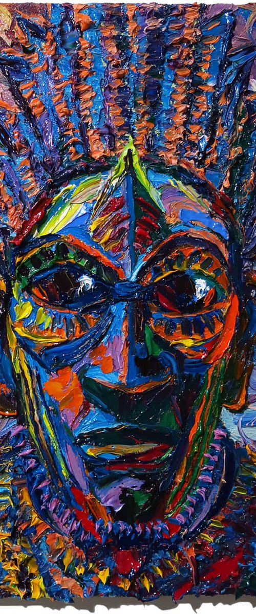 Original Oil Painting African Mask by David Padworny