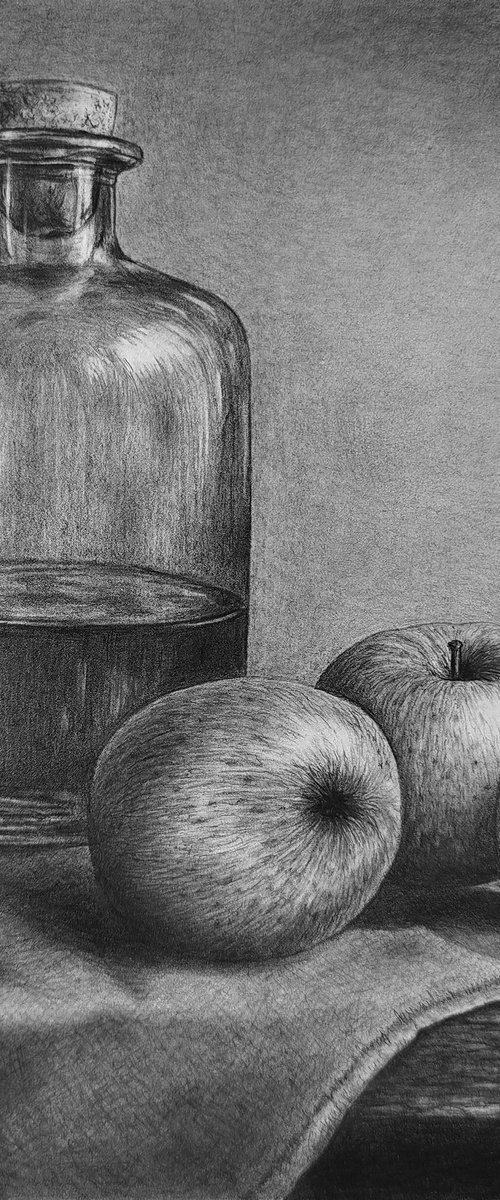 Apples and Glass Bottle by DIANA ARTY