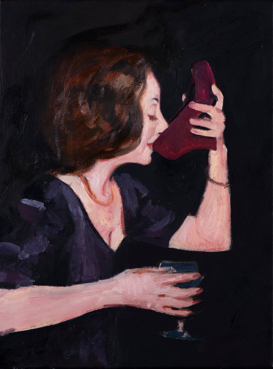 Impressionistic Portrait Oil Painting By Roeland Kneepkens, 12 X 16", - Cheers! - ?, Original Artwork