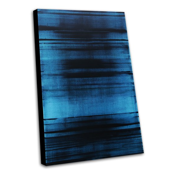 BLUE FREQUENCY - 120 X 80 CMS - ABSTRACT PAINTING * BLUE * LARGE FORMAT * MONOCHROME