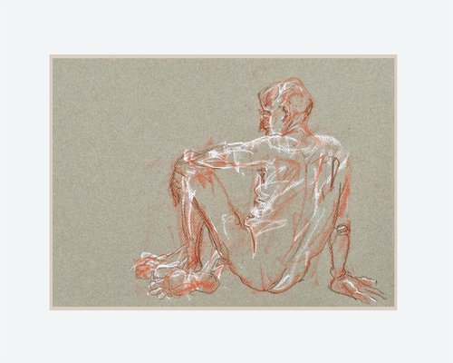 Casual Sepia- male nude by Kathryn Sassall