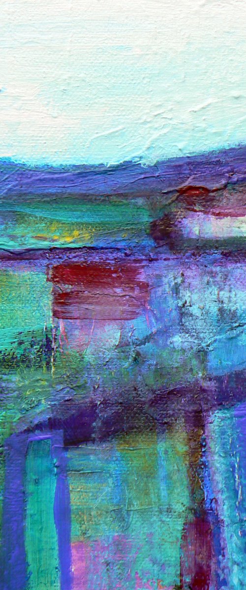 Abstract landscape - Dales #3  (ready to hang semi abstract landscape on box canvas) by Carolynne Coulson