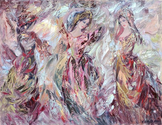Dancers (100x80cm, oil painting, modern art)