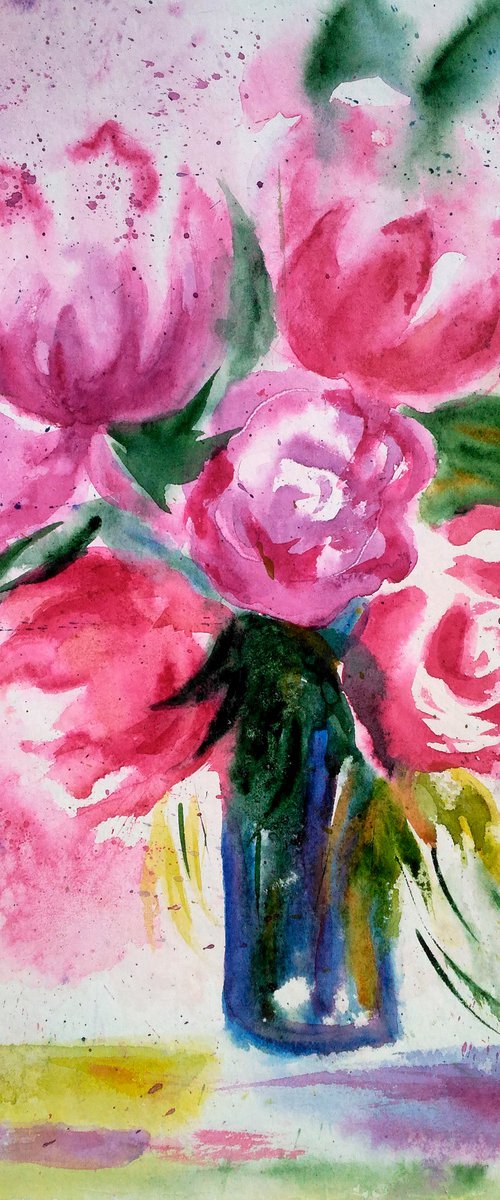 Peony Painting by Halyna Kirichenko