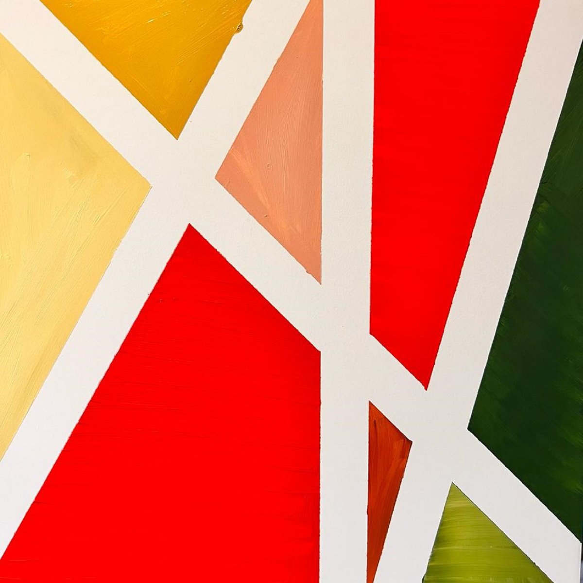 Geometric Abstract Acrylic Painting By Shabs Beigh, 12 X 12", Autumn Kites, Original Artwork