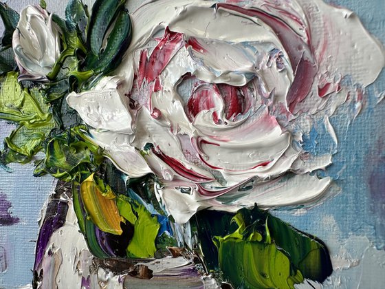 White Rose deep impasto