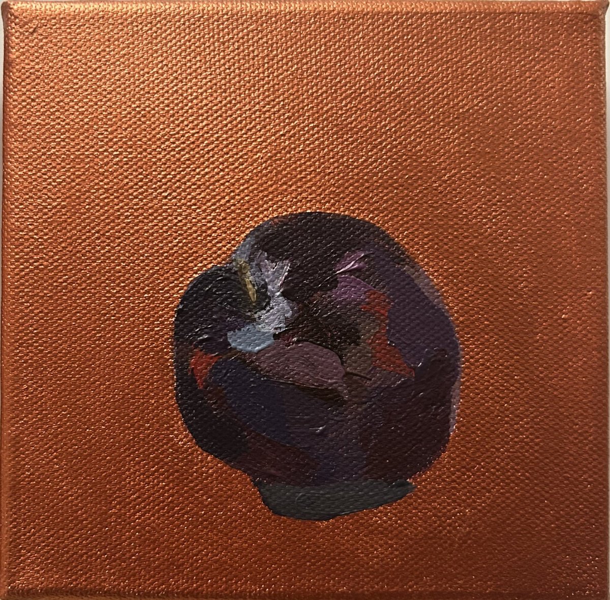 Dinky Plum On Metallic Copper By Sarah Adams, 5 X 5, Artwork For Sale On Artfinder