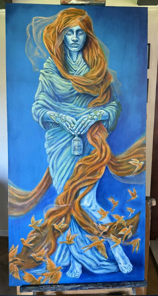Surrealistic Acrylic Painting , Geometry Of Thought By Kasia Januszkiewicz, 26 X 51, Artwork For Sale On Artfinder