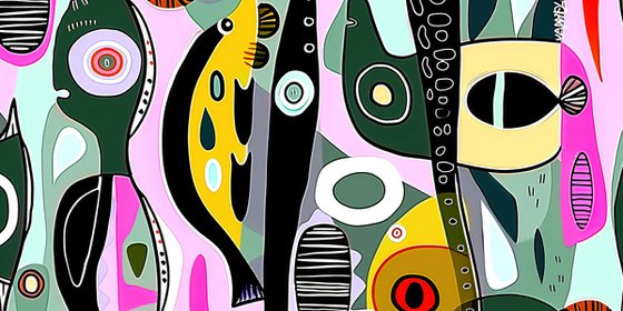 Geometric abstraction with fishes #8
