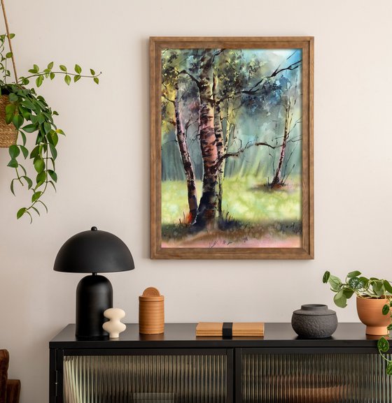 Birch Trees Summer Landscape