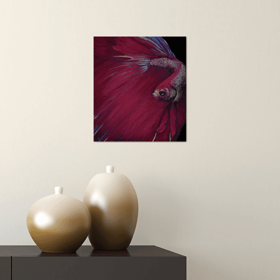 "Red Cock". Original Pastel Portrait
