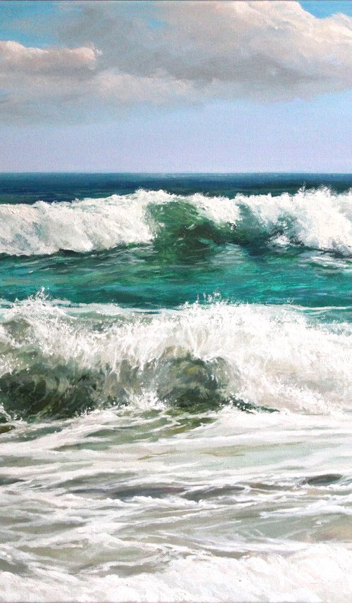 Emerald surf. 70x50 cm. by Linar Ganeev