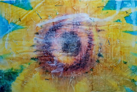 Girasole (n.316) - 75 x 49 x 2,50 cm - ready to hang - mix media painting on stretched canvas