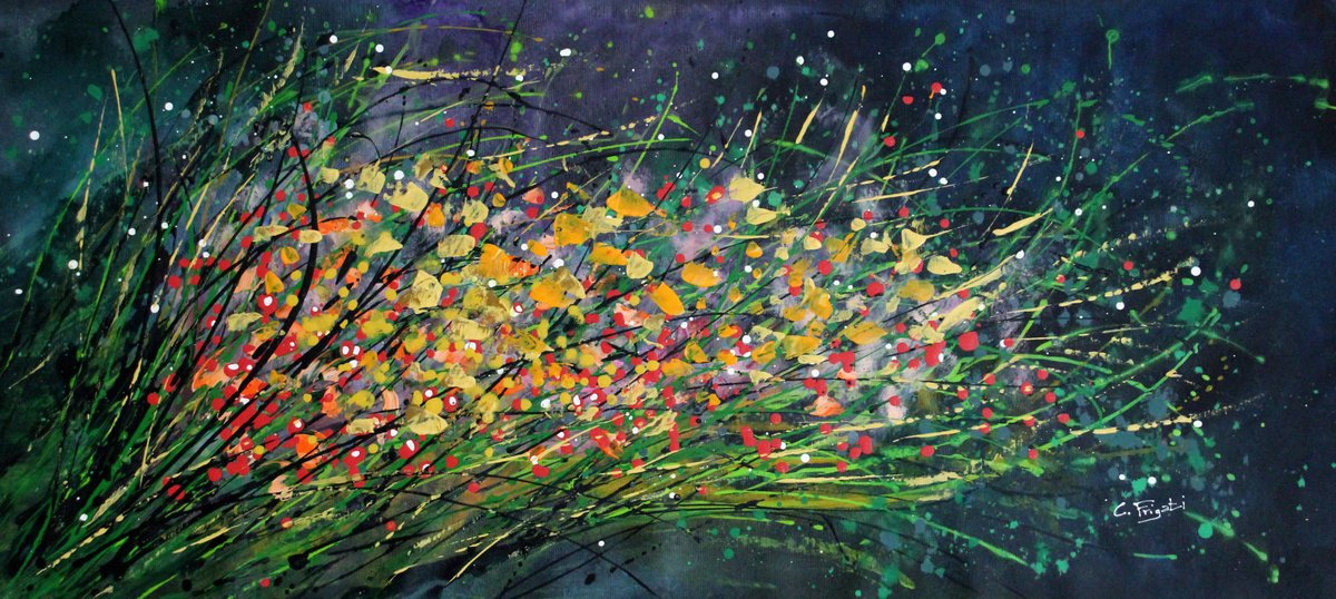 Deep Down #1  - Large original abstract floral landscape by Cecilia Frigati