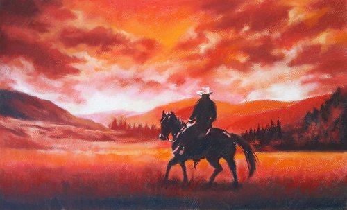 A lone rider - sunset by Magdalena Palega